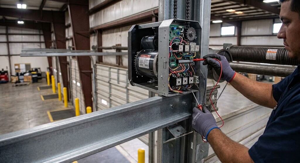 Commercial garage door operator inspection and repair in Rosharon TX