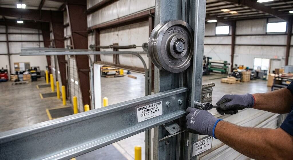 Commercial garage door tracks and rollers inspection in Rosharon TX