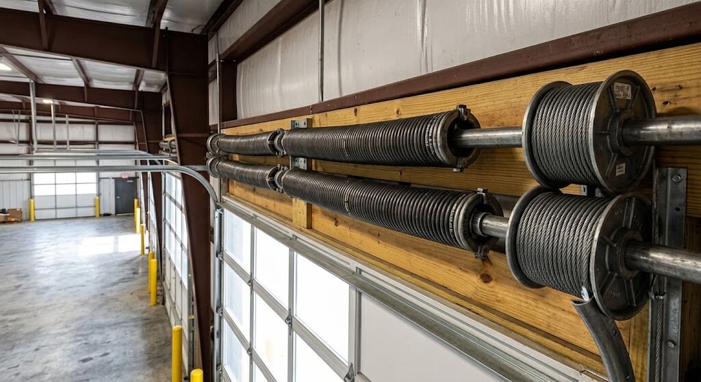 Heavy-Duty Commercial Garage Door Dual Torsion Spring System - Garage Door Repair Rosharon TX
