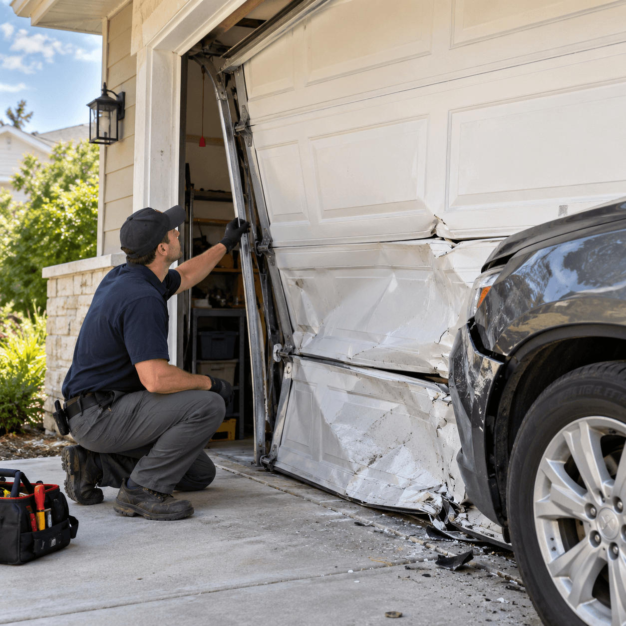 Broken garage door spring emergency repair in Rosharon TX