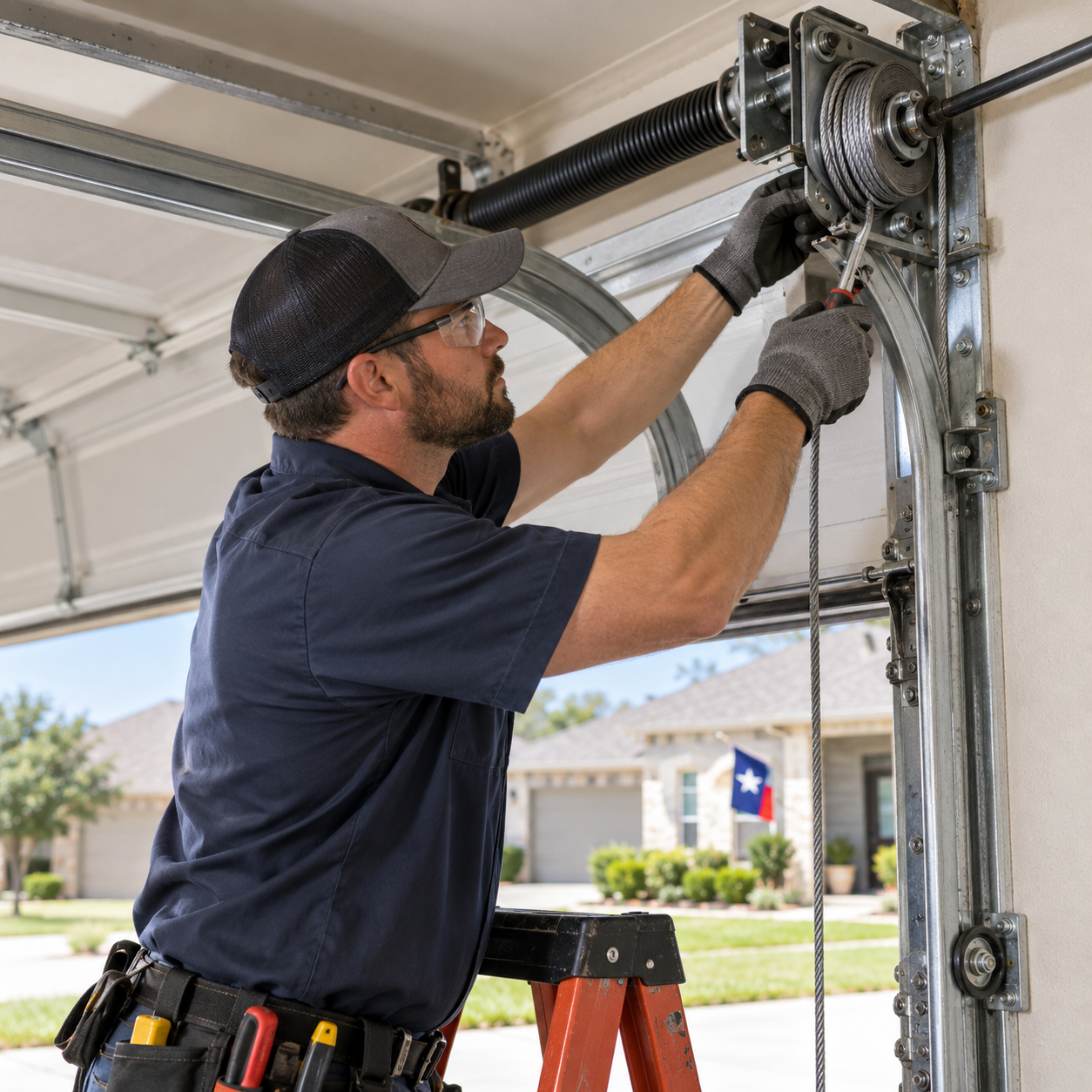Garage door lift cable inspection and repair service in Rosharon Texas