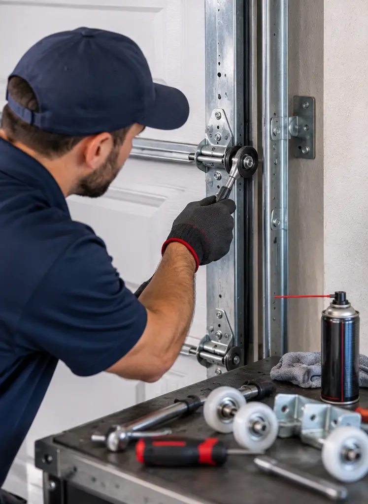 Garage door roller and track maintenance in Rosharon TX