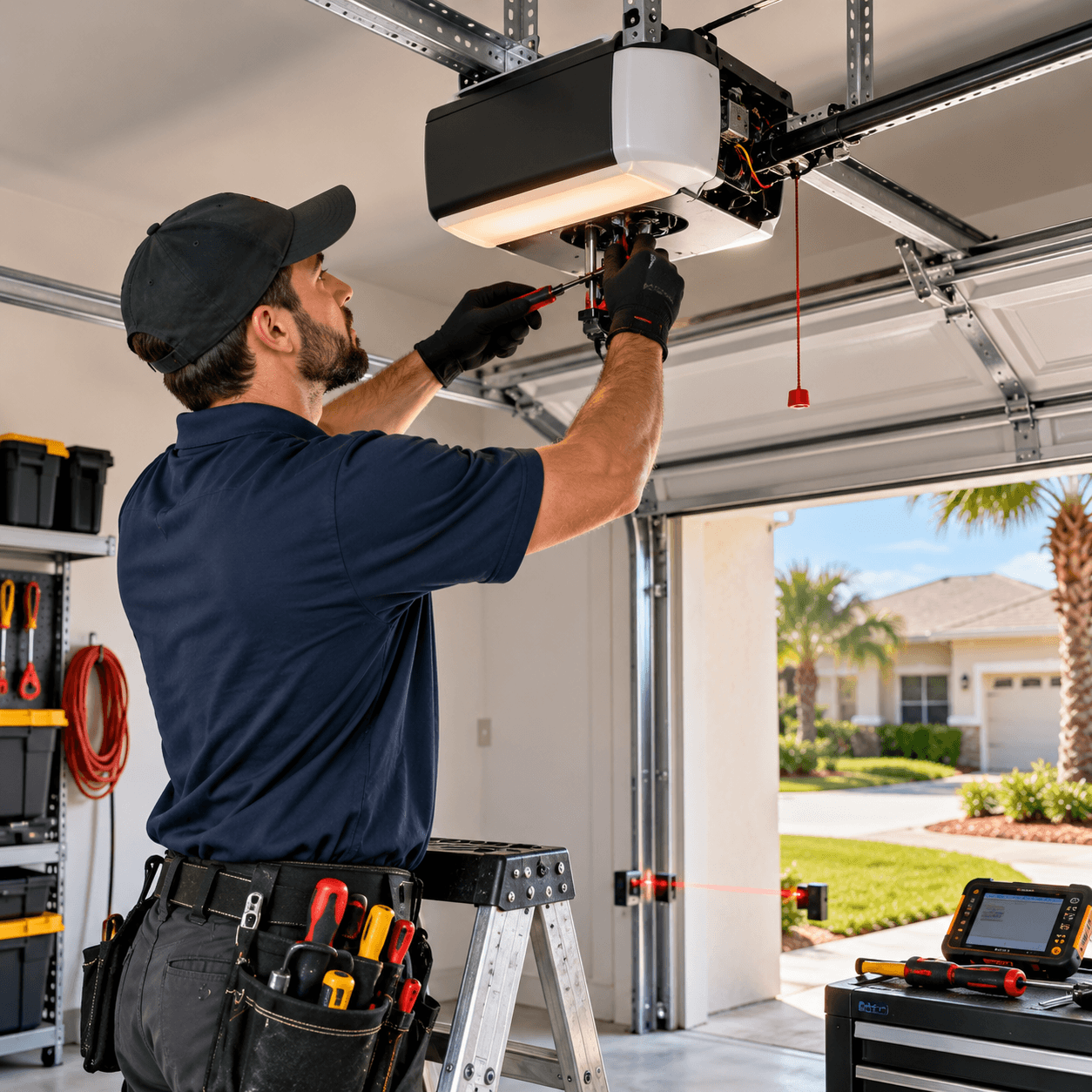 Garage door opener travel limits and force settings in Rosharon TX