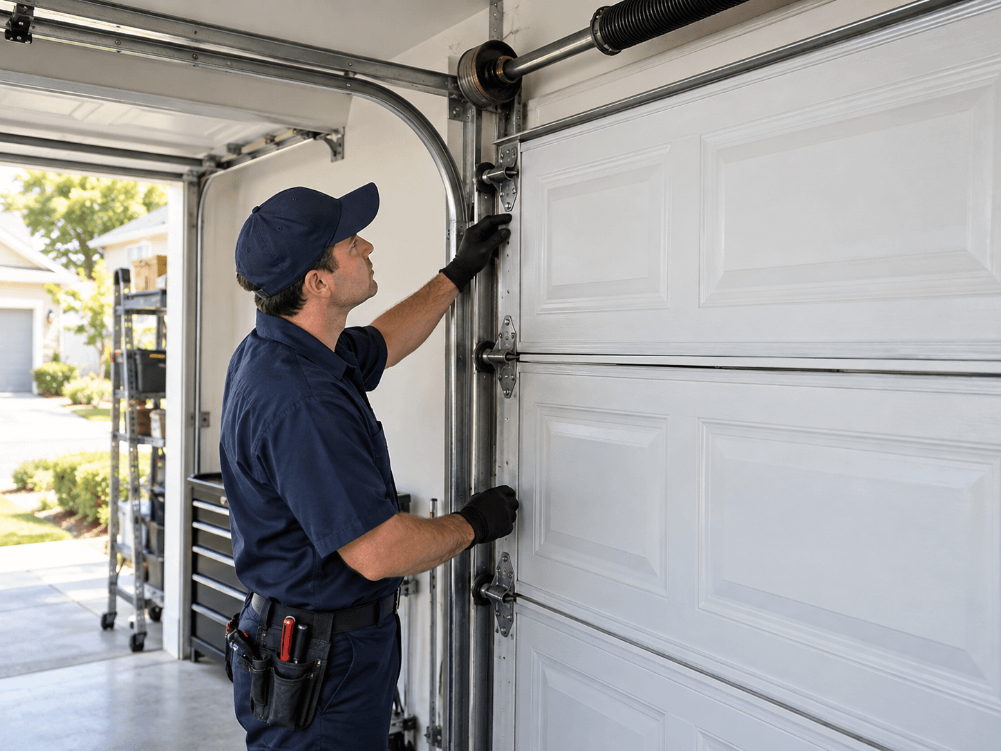 Garage door panel damage inspection in Rosharon TX
