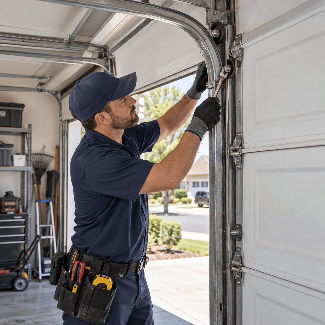 Residential garage door track and roller inspection in Rosharon TX