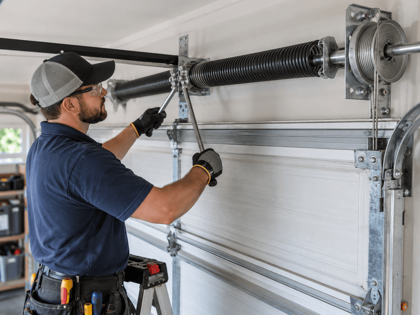 Signs of a broken garage door spring in Rosharon TX