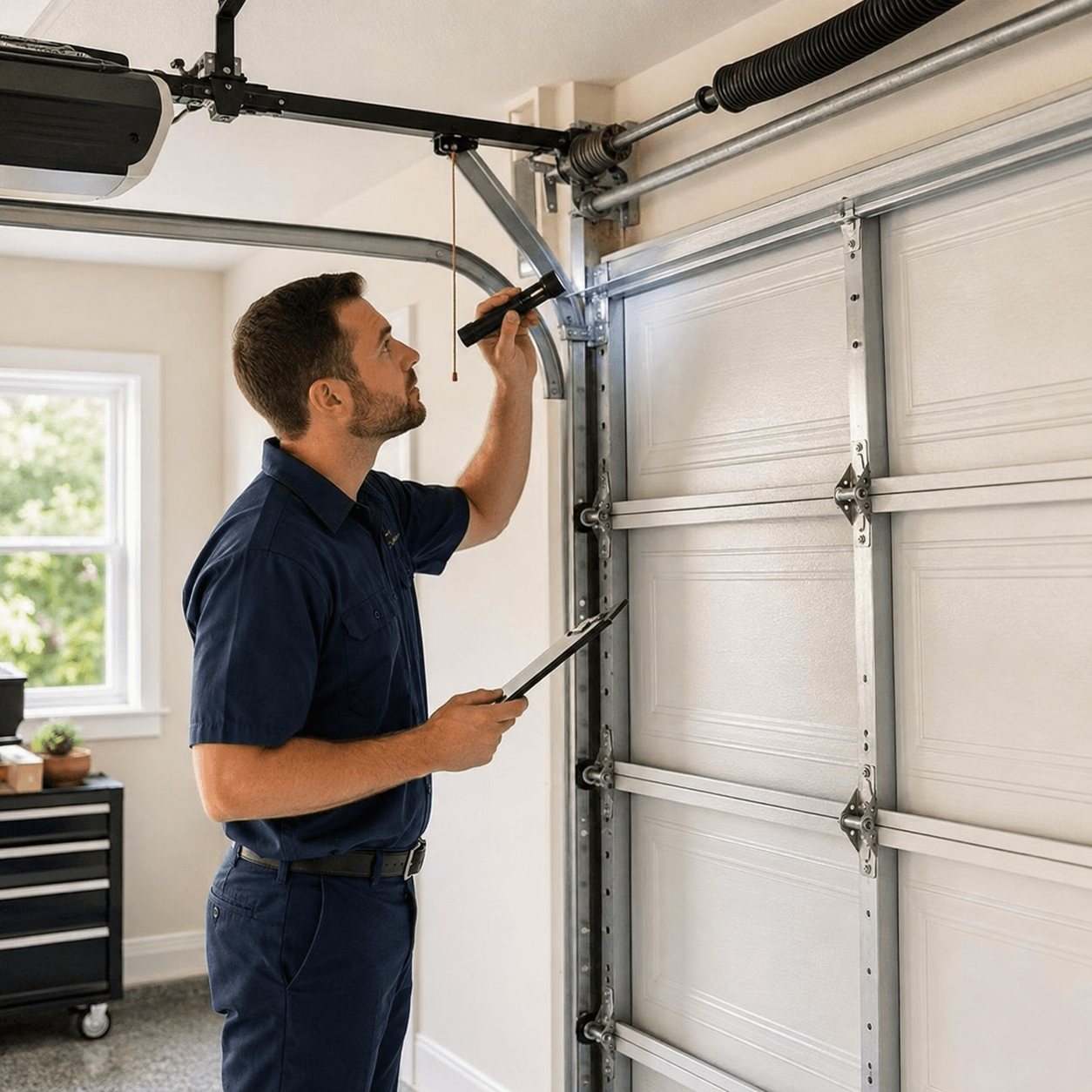 Commercial garage door track repair in Rosharon TX